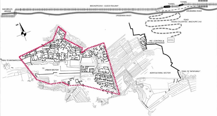 Machu Picchu Urban Sector Map